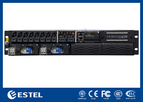 ET48100-P5E22 Rack Mounted DC Power Distribution System for Telecom Networks with 8 Feeder Outputs 2 Battery Inputs and Integrated Monitoring