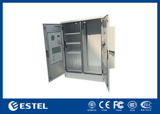Outdoor Dual-cabinet 48U Telecomkast met Stroomverdeling en Back-upsysteem