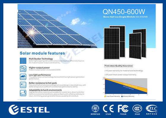 Hoog vermogen mono half-cut single module 450W tot 600W zonnepaneel voor telecomvoedingssysteem