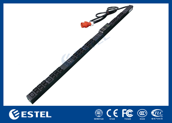19 stopcontacten, Intelligent Protocols PDU, Surge Protection, 16A/250V capaciteit en Flat Plug Design voor betrouwbare server rack stroomdistributie en apparatuurveiligheid.