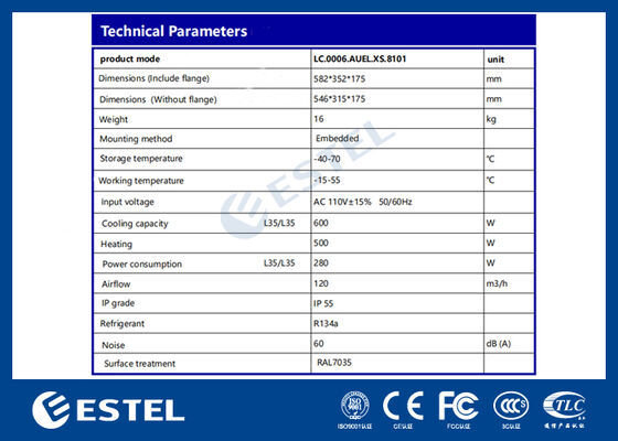 Kast Airconditioner AC110V 60Hz 600W Koelcapaciteit Ideaal voor Zware Omgevingen met Externe Monitoring