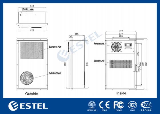 EX12DHC1B Hoog-efficiënte gelijkstroomwarmtewisselaar voor buitentelecomkasten 120W/K Warmtecapaciteit, -40°C tot +55°C werkbereik, IP55-bescherming, -48V gelijkstroominvoer, afstandsbediening ondersteund