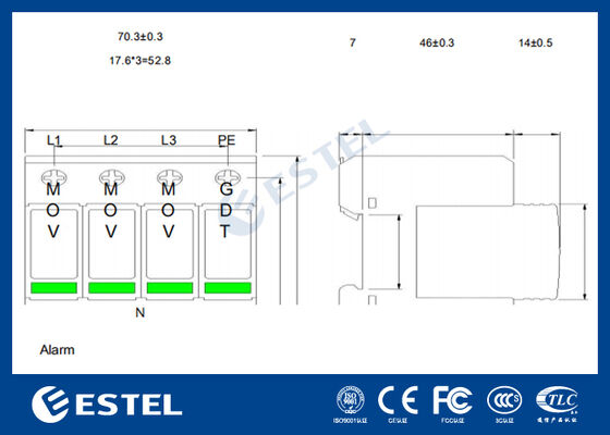 M1L385-40 II Overschrijdingsbeschermingsinrichting (SPD) voor elektriciteitsdistributie - 40kA overspanningstroom, 230V/400VAC, afstandsbediening, DIN-railinstallatie, IP20, klasse C-bescherming