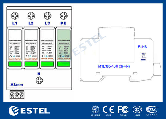 M1L385-40 II Overschrijdingsbeschermingsinrichting (SPD) voor elektriciteitsdistributie - 40kA overspanningstroom, 230V/400VAC, afstandsbediening, DIN-railinstallatie, IP20, klasse C-bescherming