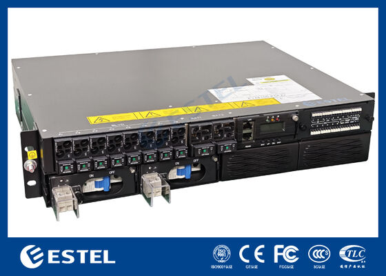 ET48100-P5E22 Rack Mounted DC Power Distribution System for Telecom Networks with 8 Feeder Outputs 2 Battery Inputs and Integrated Monitoring